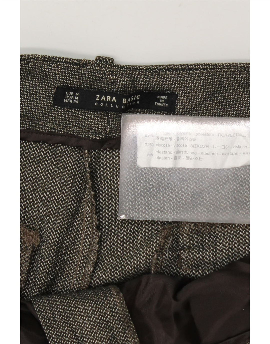Damskie spodnie garniturowe Zara, średnie W28 L24, khaki, poliester
