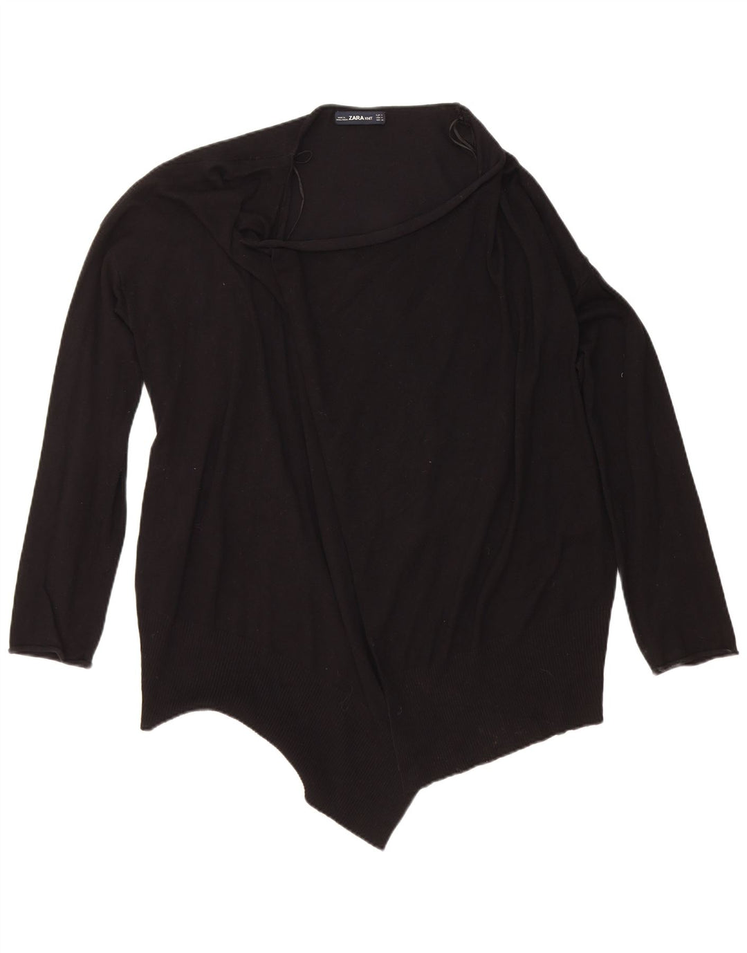 Sweter damski Zara z otwartym kardiganem UK 14, średni czarny wiskoza