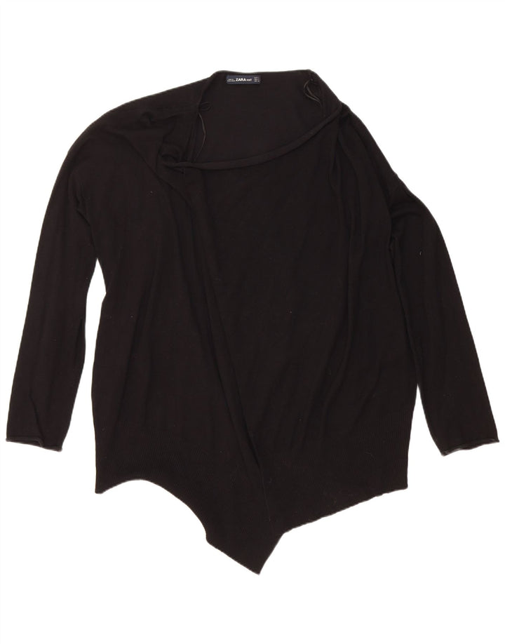 Sweter damski Zara z otwartym kardiganem UK 14, średni czarny wiskoza