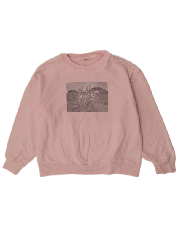 Damski sweter Levi's Graphic o luźnym kroju, UK 14, duży, różowy, bawełniany