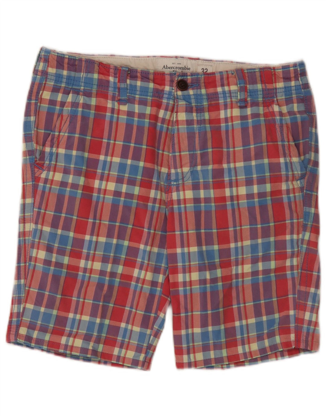 Męskie spodenki chino Abercrombie & Fitch W32, średnia, wielokolorowa krata, bawełniana