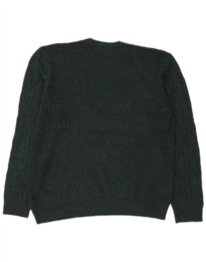 MARKS & SPENCER Męski sweter z okrągłym dekoltem XL Zielony poliamid