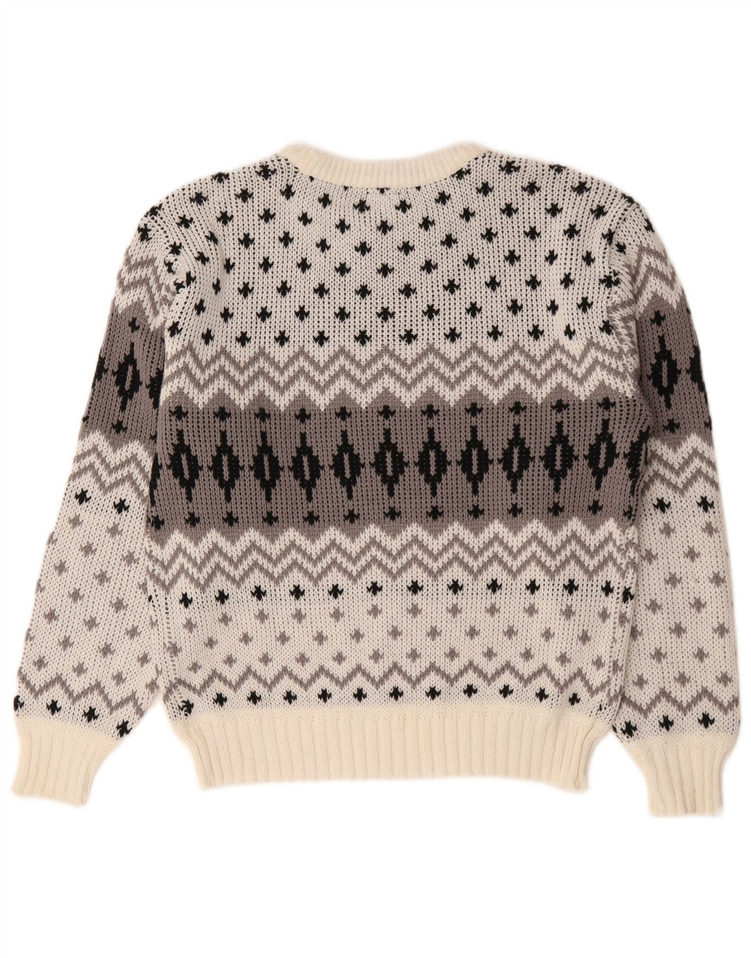 Męski sweter C&A z okrągłym dekoltem, EU 48/50, średni biały Fair Isle