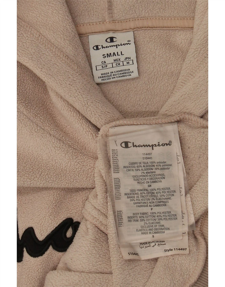 Męski sweter polarowy z kapturem i grafiką CHAMPION, mały, beżowy poliester