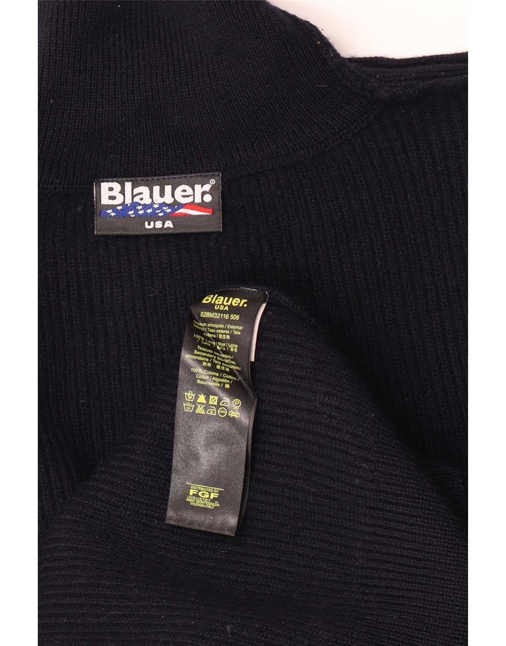 Męski sweter z golfem Blauer, średni granatowy wełniany