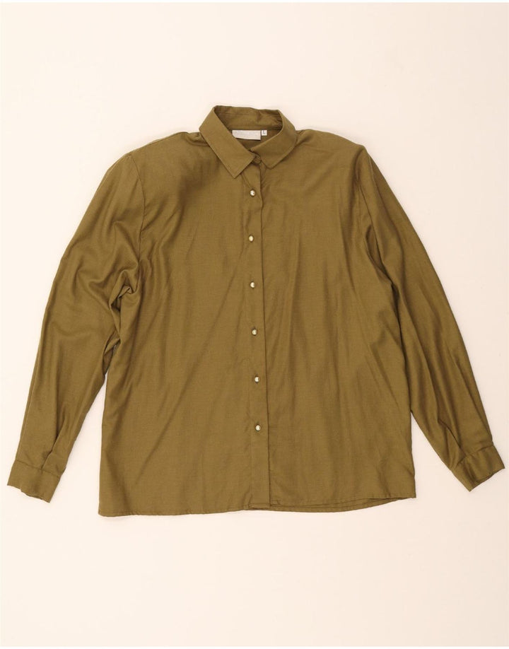 PATRICIA Womens Shirt UK 16 Large Khaki Cotton Vintage Patricia and Second-Hand Patricia from Messina Hembry 