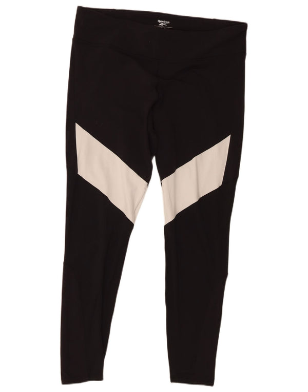 Legginsy damskie Reebok UK 20/22 XL, czarne, z blokami kolorów