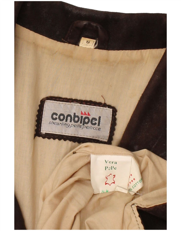 CONBIPEL Mens Leather Jacket UK 36 Small Brown Leather