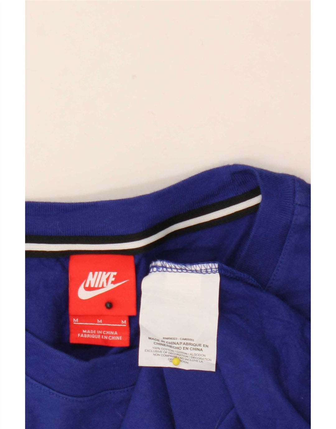 Męska koszulka graficzna Nike z rękawami 3/4, bawełniana w średnie niebieskie paski