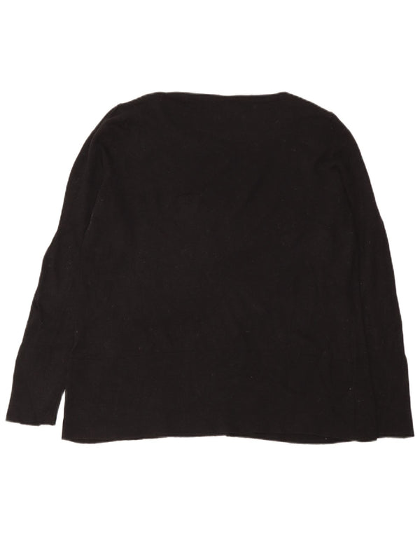 Marks & Spencer Damski sweter z dekoltem w łódkę, UK 16, duży, czarny, bawełniany