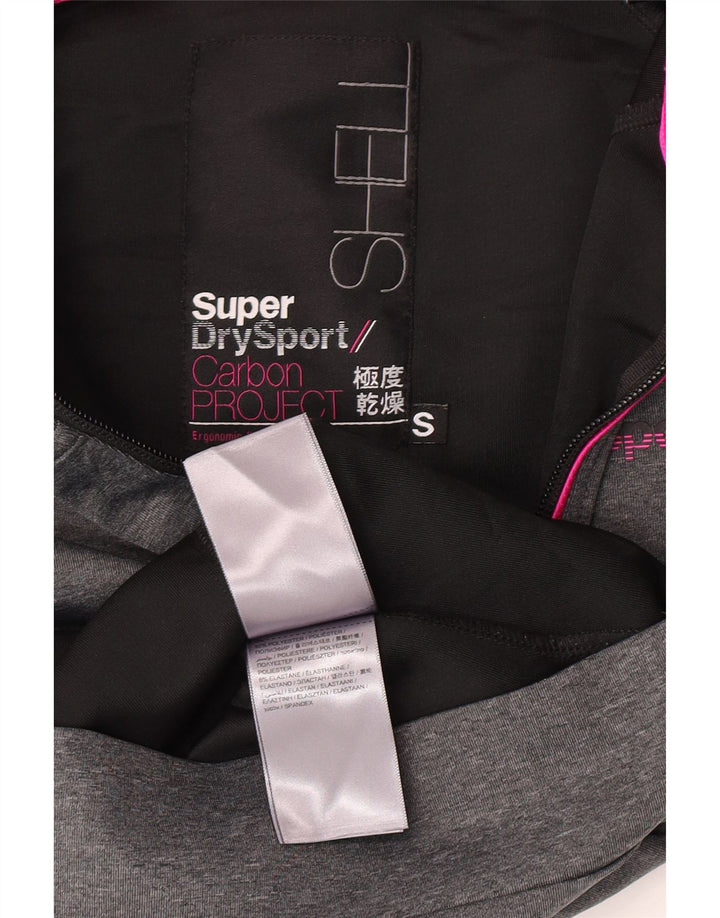 Damski sweter z kapturem Superdry z grafiką i zamkiem błyskawicznym, UK 10, mały, szary poliester