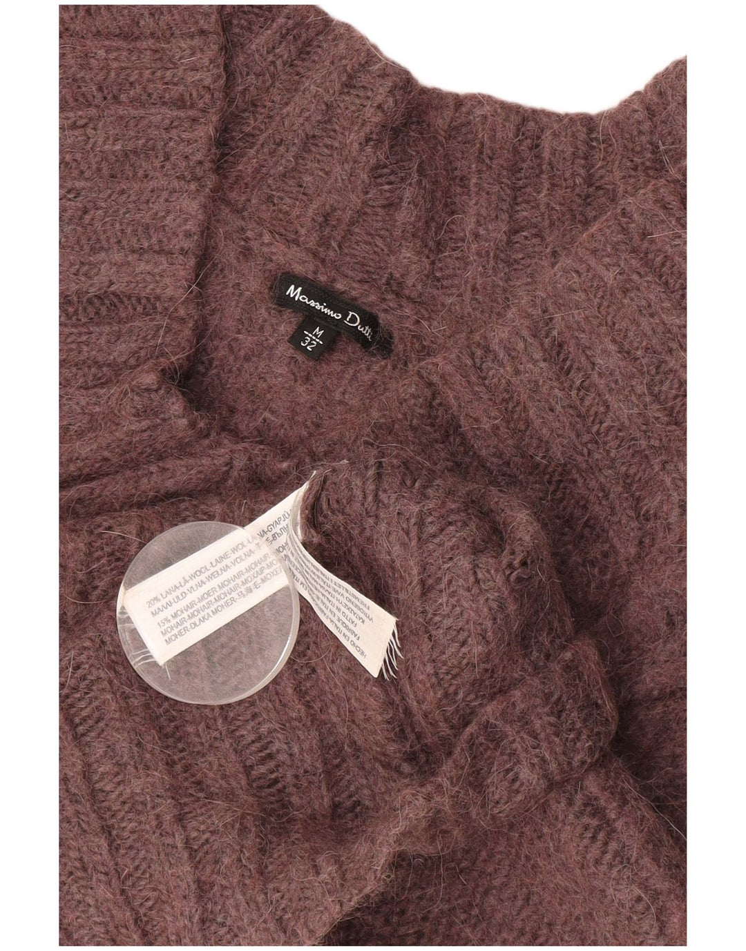 MASSIMO DUTTI Damski sweter z dekoltem w kształcie litery V, UK 12, średni burgund