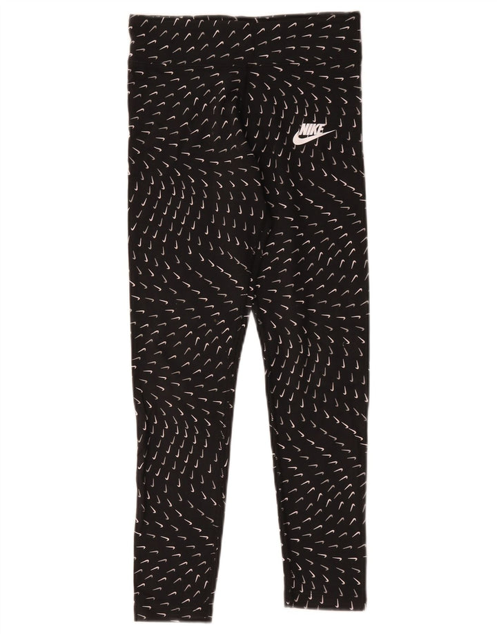 Legginsy dziewczęce Nike z grafiką, 10-11 lat, średnie czarne, bawełniane