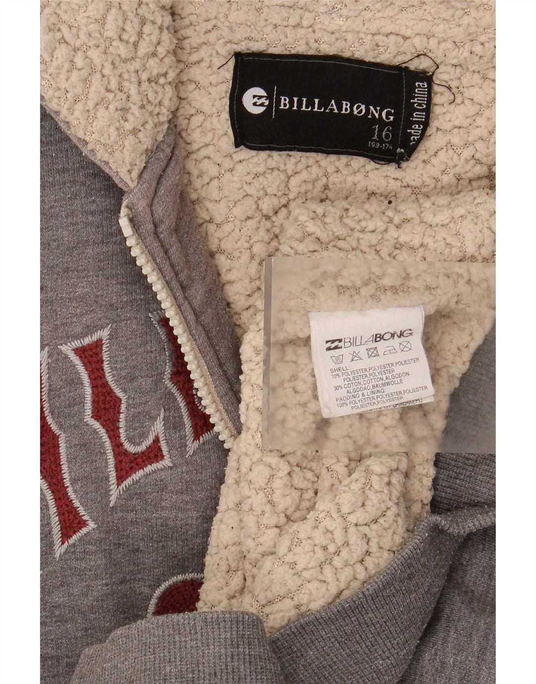 Chłopięcy sweter z kapturem i zamkiem błyskawicznym Billabong 15-16 lat Szary poliester
