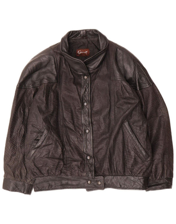 Vintage damska kurtka skórzana IT 44, średnia czarna skóra