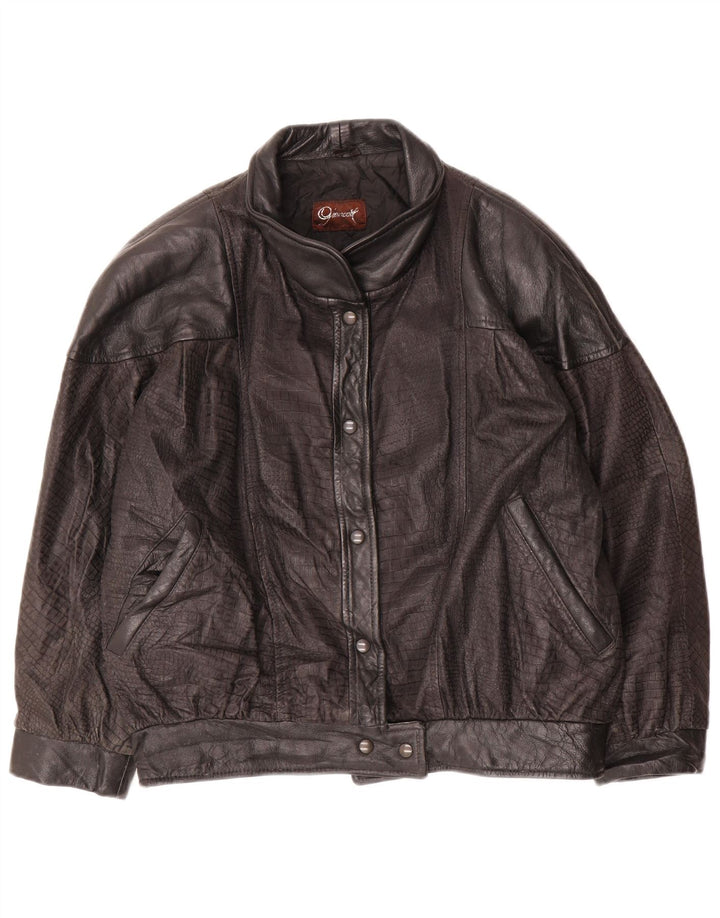 Vintage damska kurtka skórzana IT 44, średnia czarna skóra