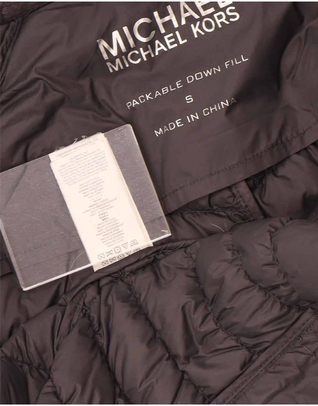 Damska wyściełana kurtka Michael Kors UK 10 Small, szary nylon