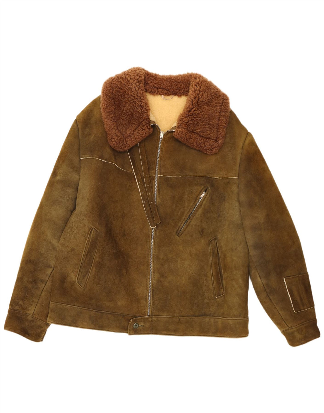 Vintage męska kurtka zamszowa Sherpa IT 58 4XL Khaki