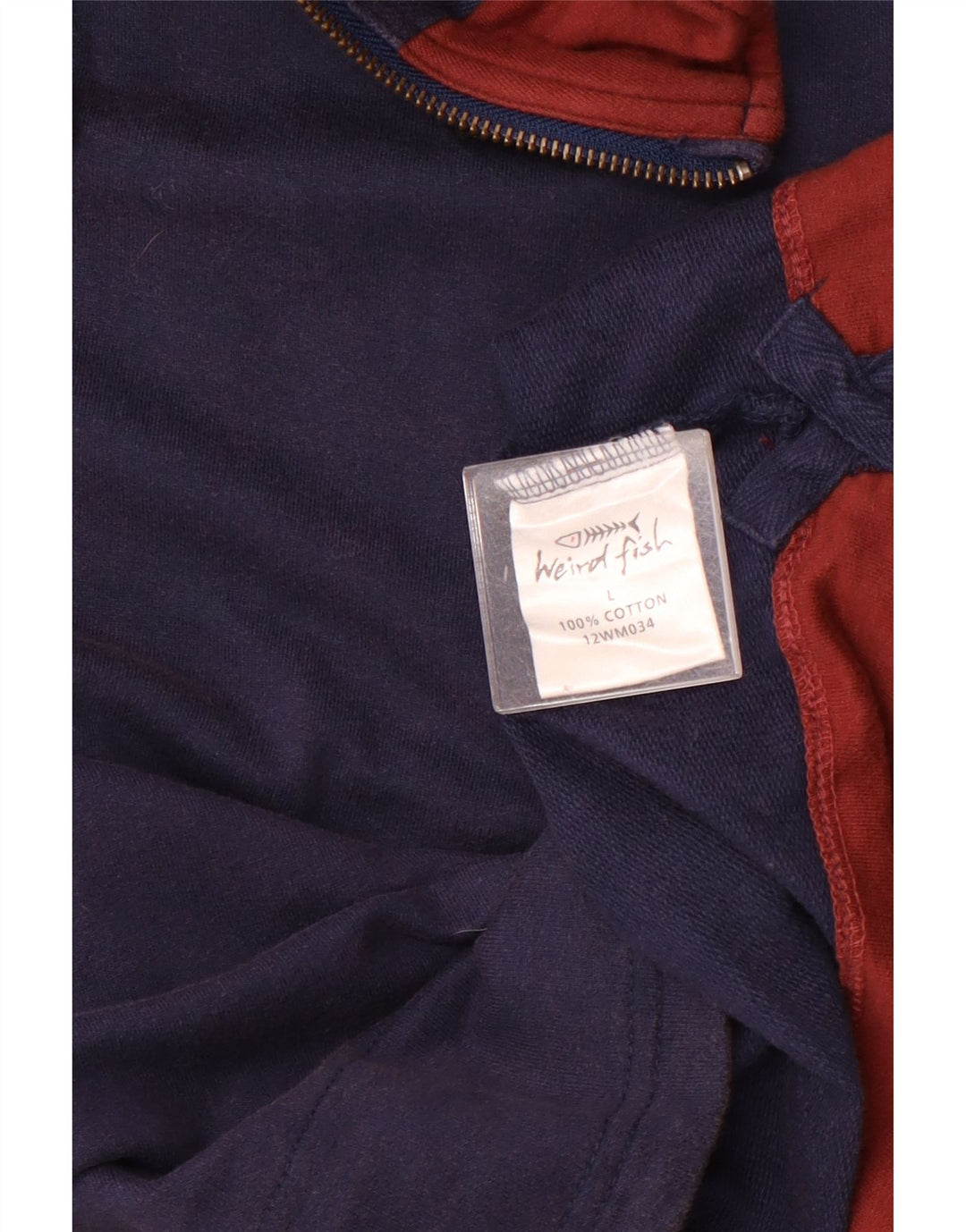 Weird Fish Męski top z długim rękawem i zamkiem 1/4, duży, granatowy, bawełniany