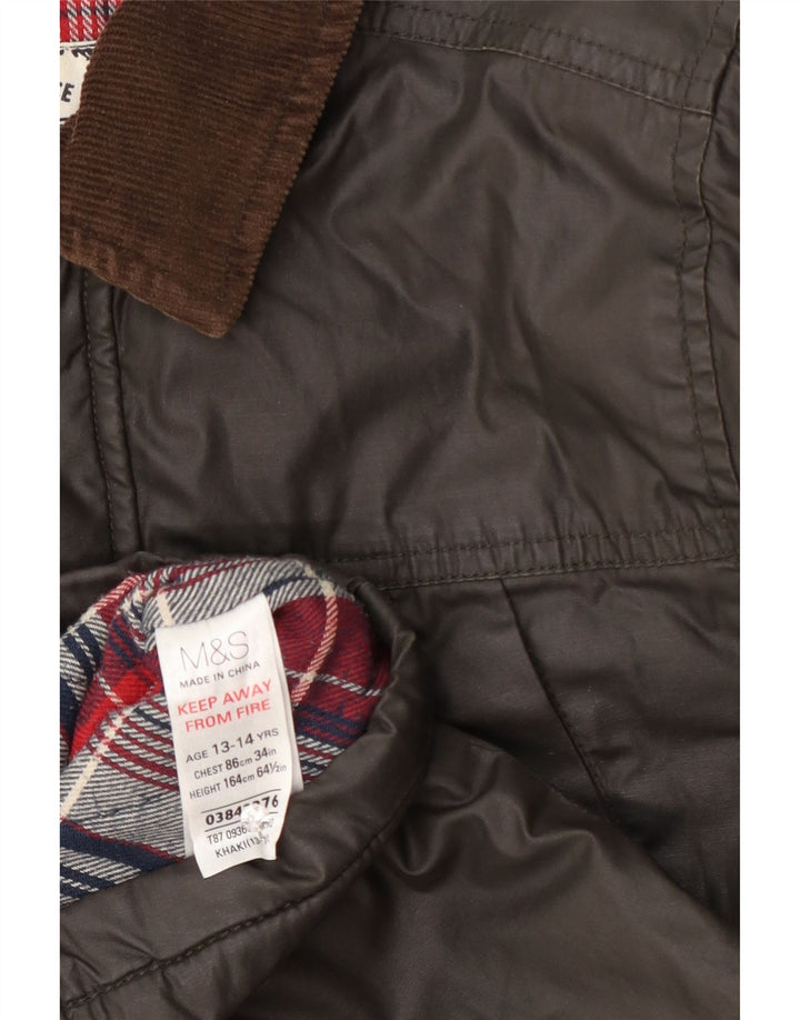 Marks & Spencer Chłopięca kurtka z woskowanej bawełny 13-14 lat, khaki