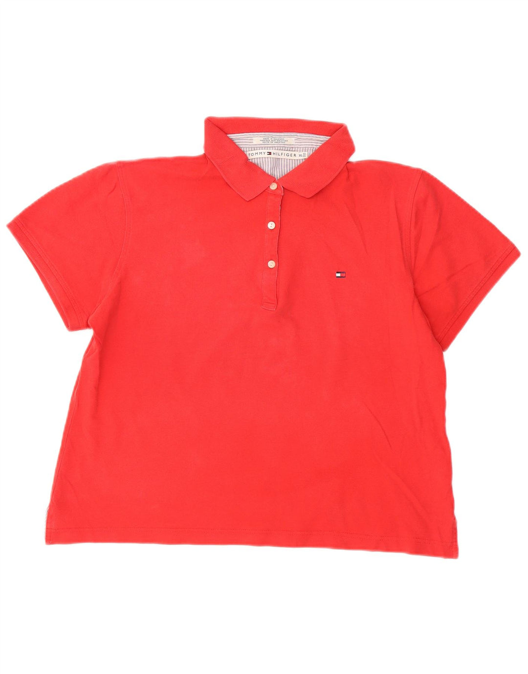 Damska koszulka polo TOMMY HILFIGER UK 18 XL, czerwona bawełna
