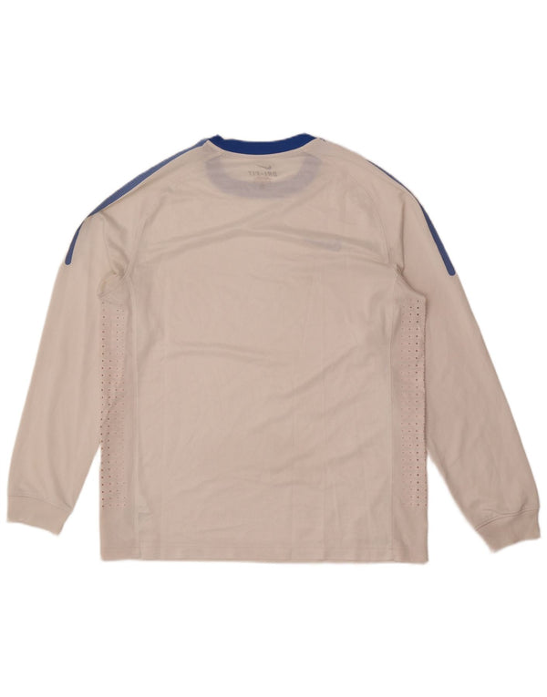 Męska koszulka Nike Dri Fit z długim rękawem, duża, biała, poliestrowa z blokami kolorów