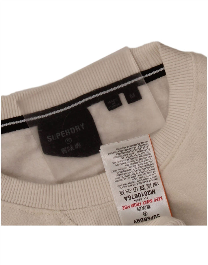Męski sweter z grafiką Superdry, średniej wielkości, wykonany z bawełny w kolorze złamanej bieli