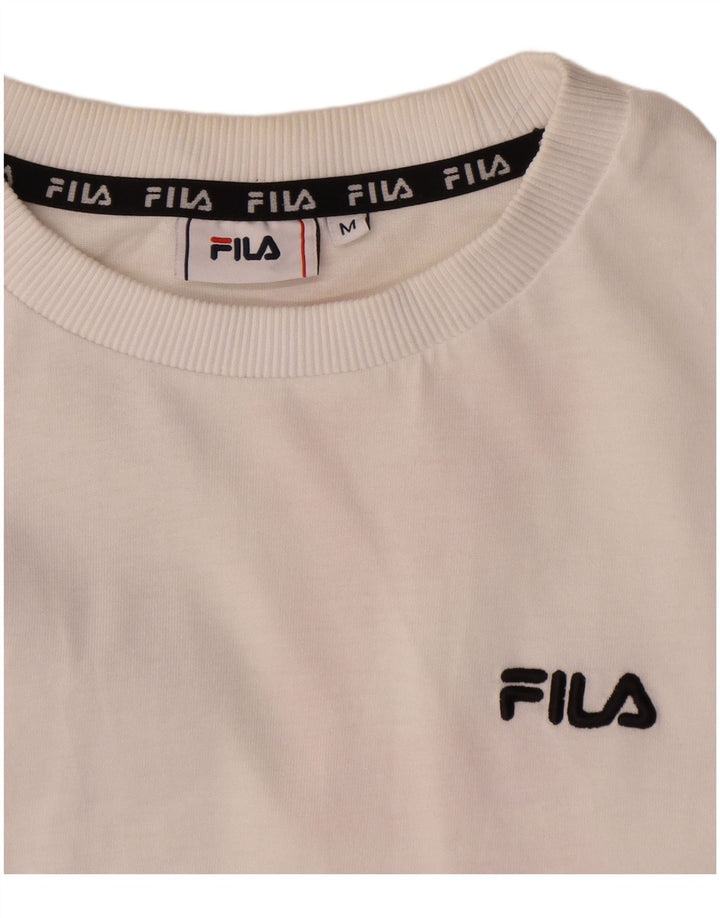 Damski top Fila Crop Graphic z długim rękawem, UK 14, średnia biała bawełna
