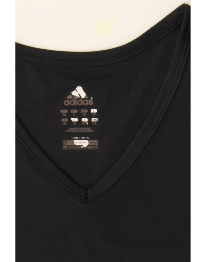 ADIDAS Womens T-Shirt Top UK 16 Large Black Polyester Vintage Adidas and Second-Hand Adidas from Messina Hembry 