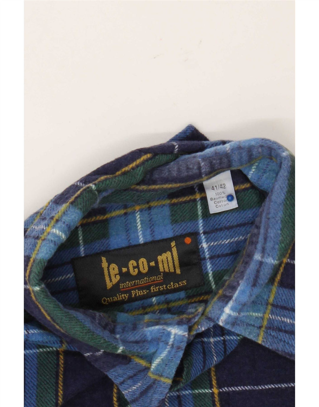 Męska koszula flanelowa w stylu vintage, rozmiar 41/42, duża, niebieska bawełniana krata