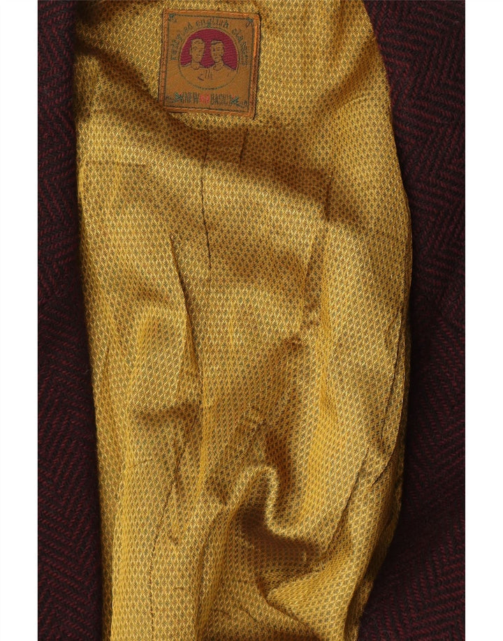 Vintage męska marynarka zapinana na 2 guziki UK 42 XL Burgundowa jodełka