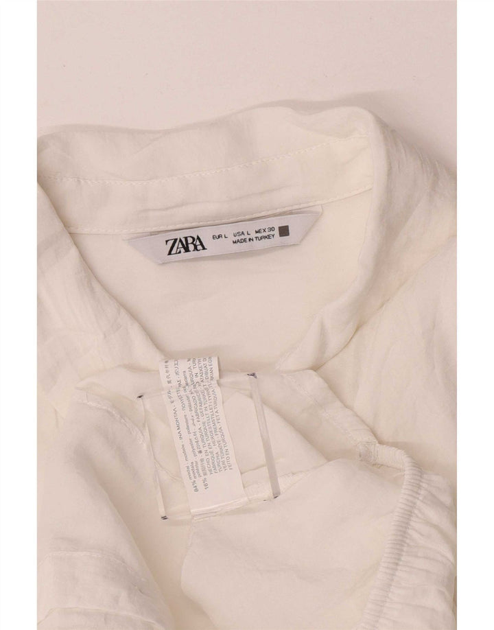 Damska koszula typu Crop Wrap Zara UK 16, duża, biała, modal