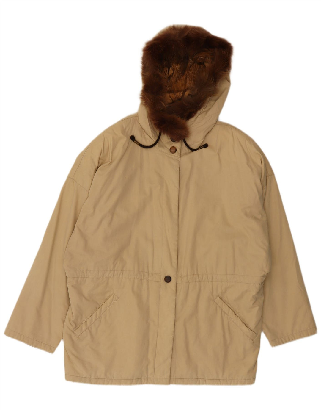 Vintage damska kurtka parka z kapturem UK 20 2XL beżowa