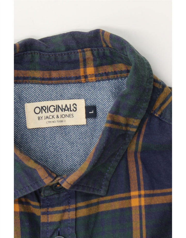 Męska koszula flanelowa Jack & Jones w dużą granatową kratkę