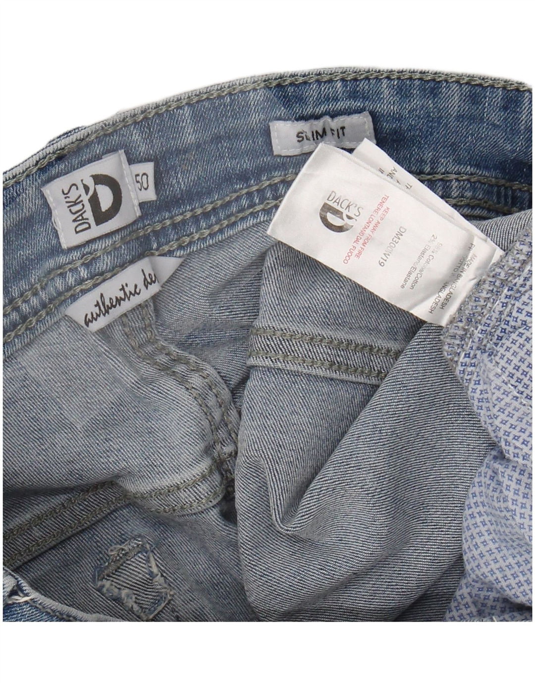 DACK'S Męskie jeansy slim IT 50 Large W34 L31 Niebieskie bawełniane