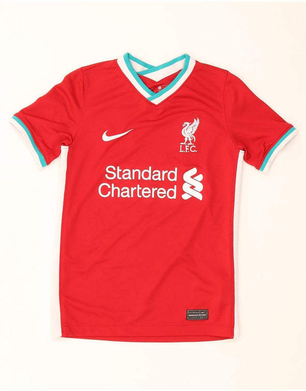NIKE Boys Liverpool Graphic T-Shirt Top 8-9 Years Small Red Colourblock