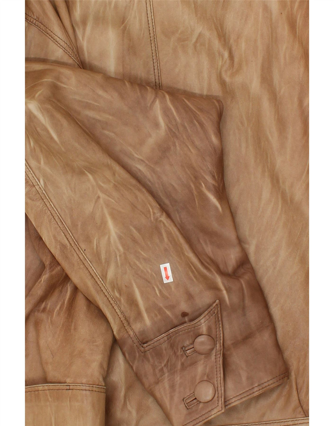 VINTAGE Womens Leather Jacket UK 14 Large Beige Vintage Vintage and Second-Hand Vintage from Messina Hembry 