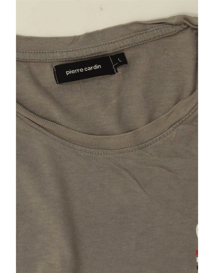 Męski T-shirt z grafiką Pierre Cardin, duży, szary