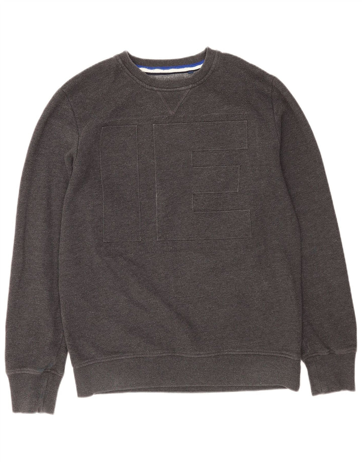 Męski sweter z grafiką Superdry, duży, szary, bawełniany
