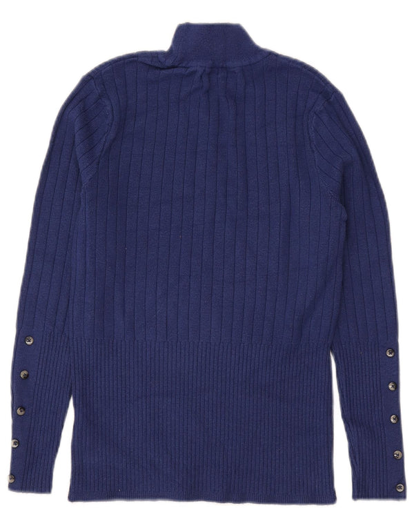 Marks & Spencer Damski sweter z golfem UK 10 Small Blue Wiskoza