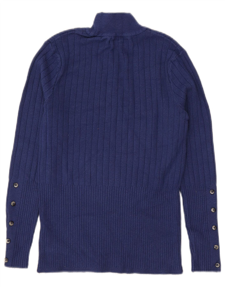 Marks & Spencer Damski sweter z golfem UK 10 Small Blue Wiskoza