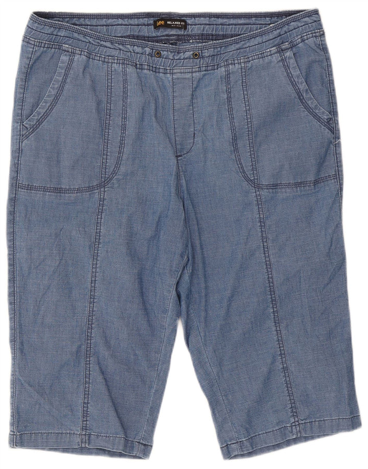 Damskie bermudy Lee o swobodnym kroju, ze średnim stanem, UK 16 2XL W38, niebieska bawełna