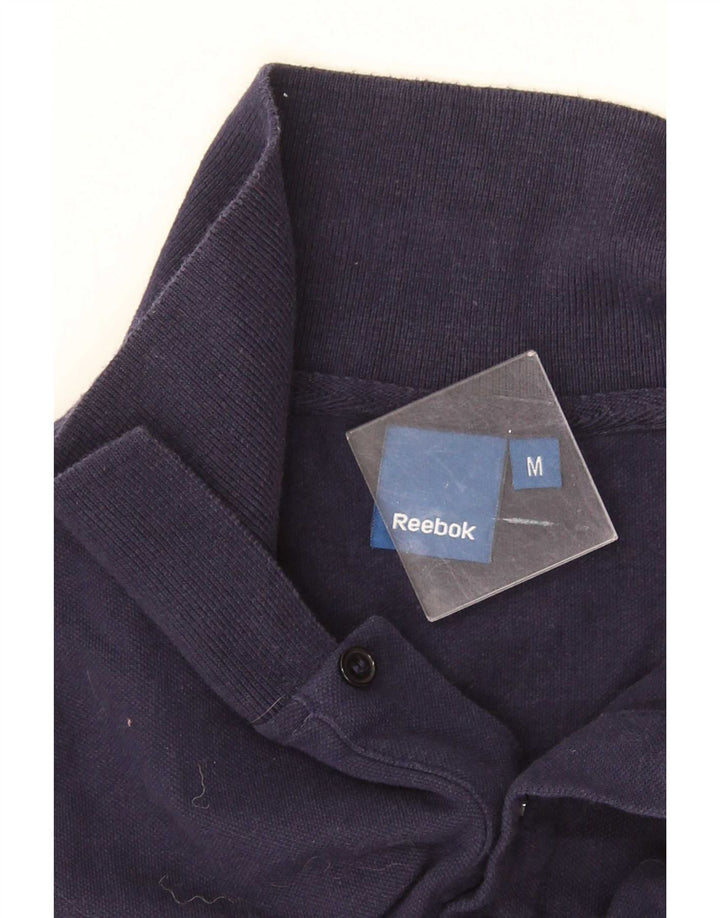 Męska koszulka polo Reebok z długim rękawem, średnia, granatowa, bawełniana