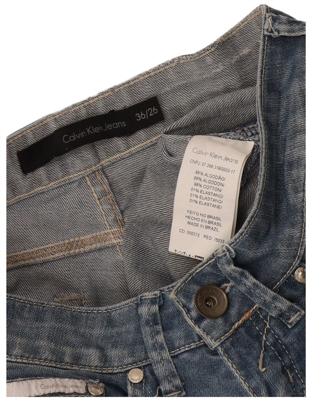 Damskie proste dżinsy Calvin Klein W26 L31 Niebieskie bawełniane