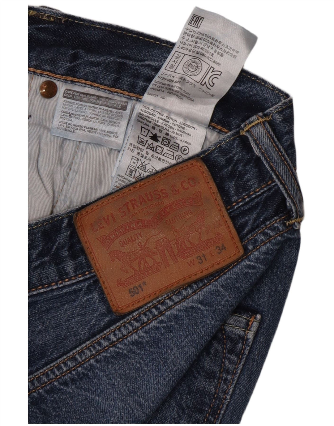 Męskie dżinsy Levi's 501 Straight W31 L34 Niebieskie