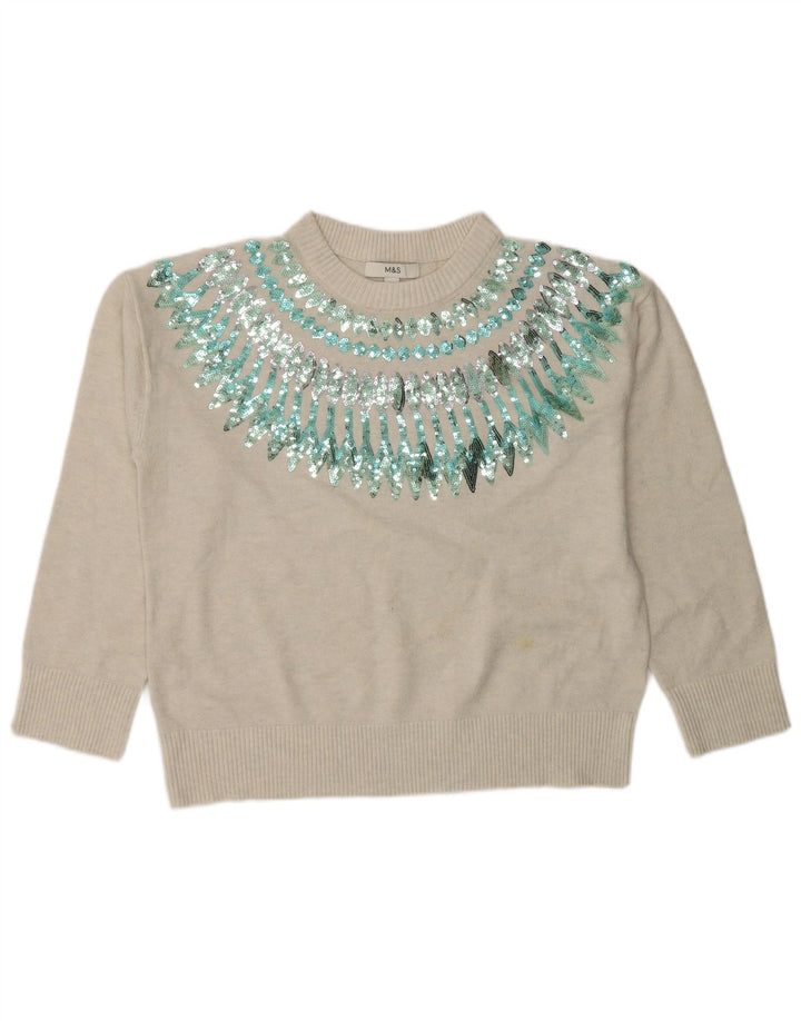 Sweter damski Marks & Spencer z okrągłym dekoltem, UK 14, średni beż