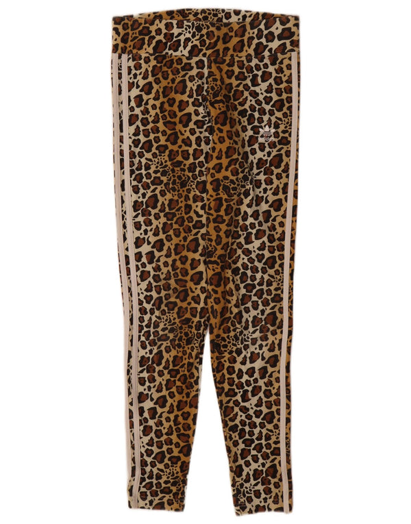 Legginsy damskie Adidas UK 12 Średni brązowy bawełniany nadruk zwierzęcy