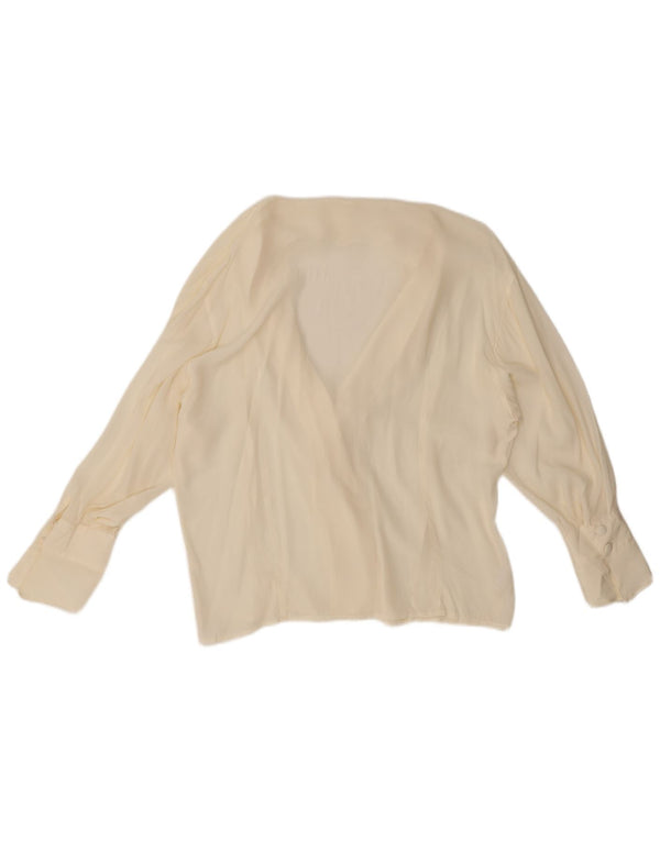 Vintage damska bluzka koszulowa UK 18 XL złamanego białego jedwabiu