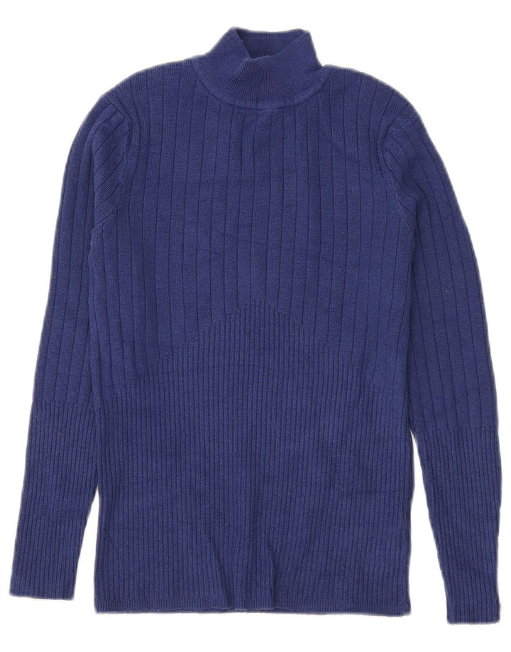 Marks & Spencer Damski sweter z golfem UK 10 Small Blue Wiskoza