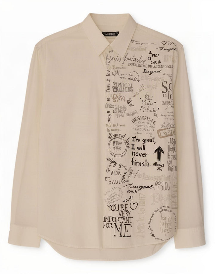 Męska koszula graficzna Desigual XL w kolorze białym